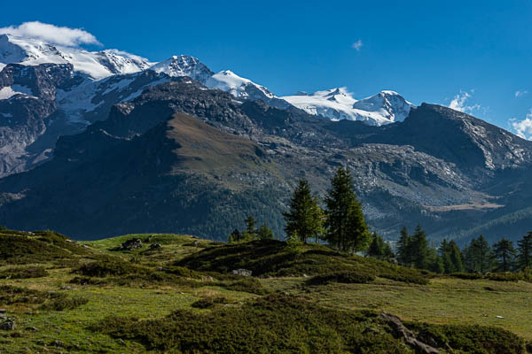 Massif du mont Rose : Castor, Lyskamm, pointe Parrot, pyramide Vincent