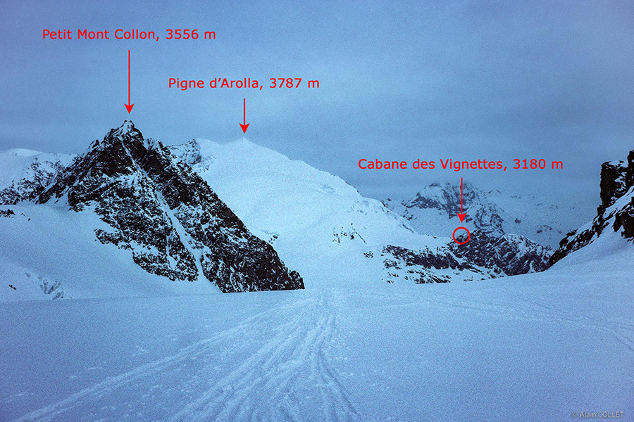 Col de l'Évêque : vue vers le Pigne d'Arolla