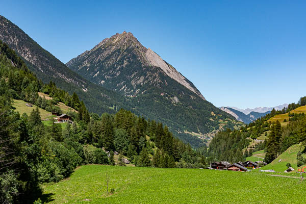 Praz-de-Fort, 1151 m : vue vers Champex et le Catogne, 2598 m