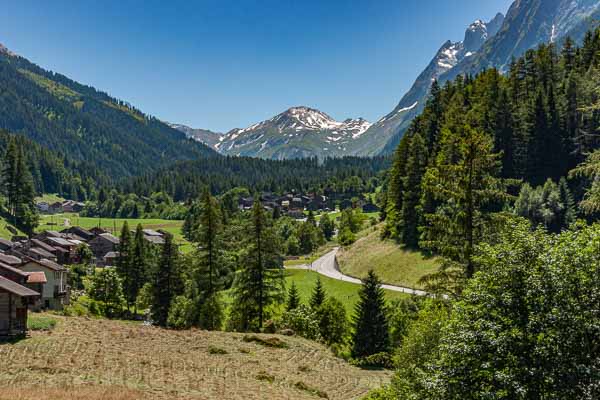 Praz-de-Fort, 1151 m : vue vers le haut du val Ferret