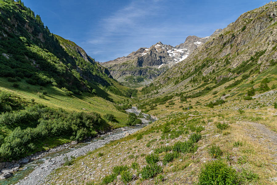 Torrent de la Selle, pointe de Chanteloube, 3156 m, pointe de Verdonne, 3328 m