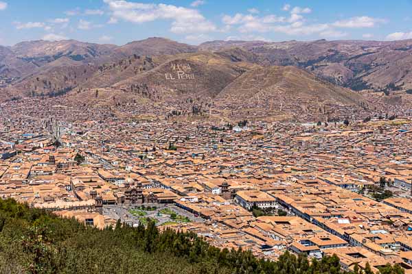 Saqsaywaman : vue de Cusco, plaza de Armas