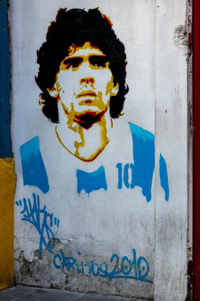 Buenos Aires, La Boca : Diego Maradona, el Pibe de Oro.