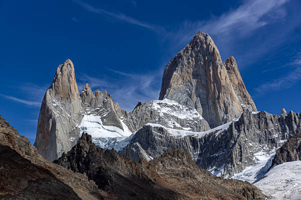 Aiguille Poincenot, 3002 m, et Fitz Roy, 3405 m