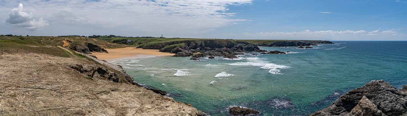 Plage de Donnant, grand phare de Belle-Île, pointe du Grand-Guet