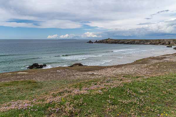 Côte Sauvage de Quiberon : pointe du Percho, port Blanc, Groix au loin