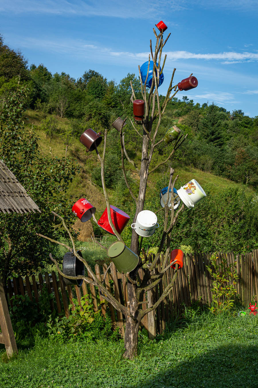 Poienile Izei : arbre aux casseroles