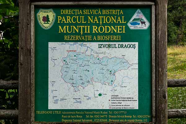 Panneau du parc national des monts Rodna