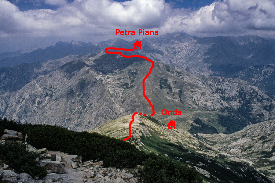 Monte Rotondo depuis la crête de Muratellu, juste au-dessus du refuge de l'Onda