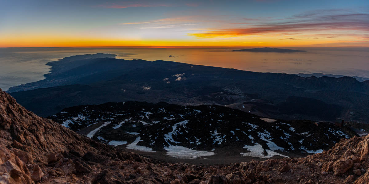 Teide à l'aurore, péninsule d'Anaga, Grande Canarie, 7 h 18