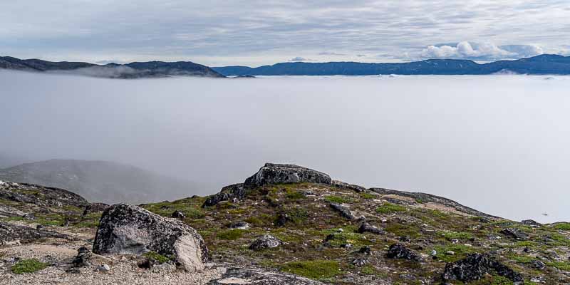 Ilulissat : fjord rempli de brouillard