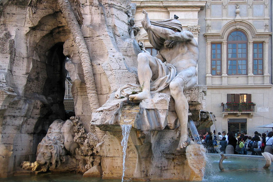 place Navone, fontaine des Quatre-Fleuves par le Bernin, le Nil