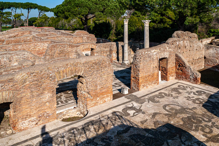 Ostia Antica : thermes de Neptune, mosaïque de Neptune