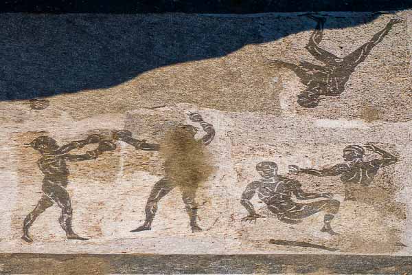 Ostia Antica : thermes de Neptune, mosaïque des athlètes