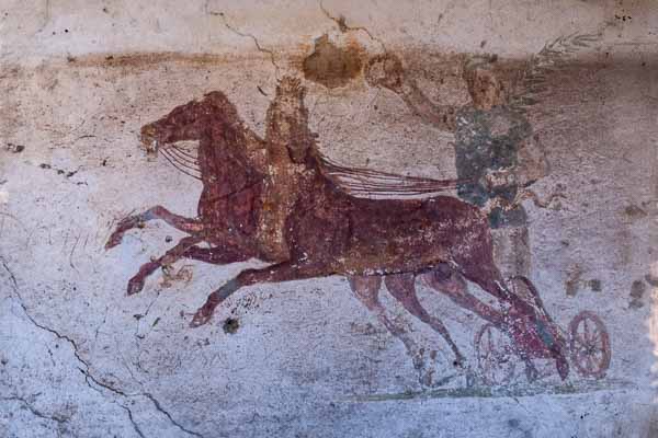 Ostia Antica : thermes des Sept Sages, fresque, char