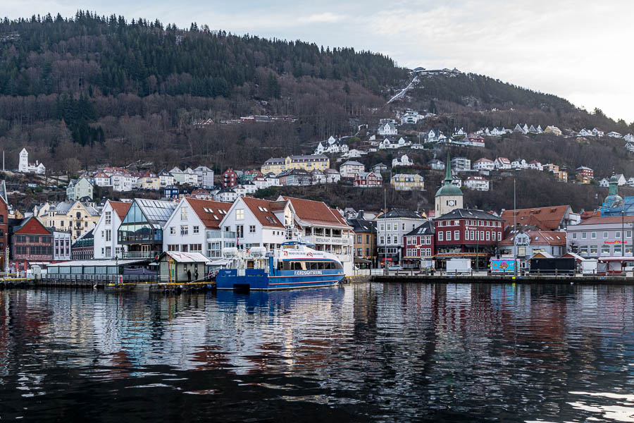 Bergen : port et funiculaire de Fløyen