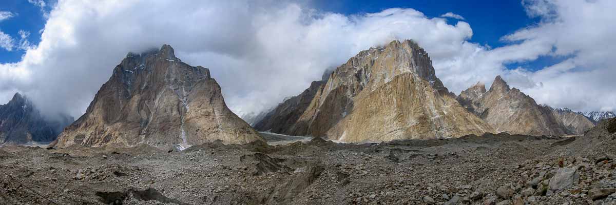 Glacier du Baltoro, tours : Trango, Cathedral, Muztagh