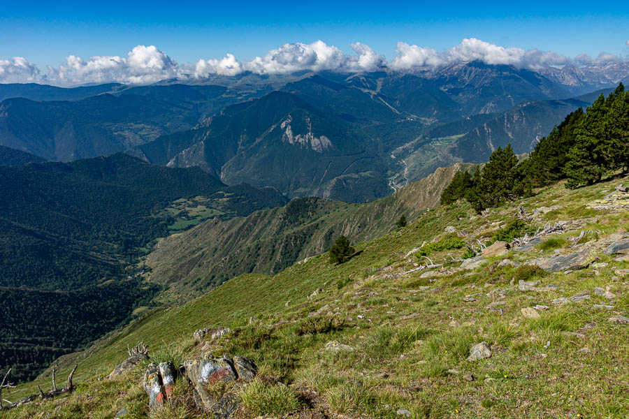 Coll del Caubo, 2228 m : vue ouest, vallée d'Espot