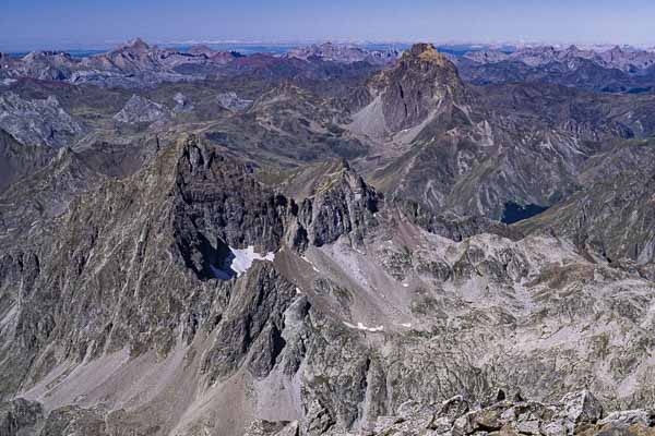 Balaïtous, vue ouest : pic du Midi d'Ossau