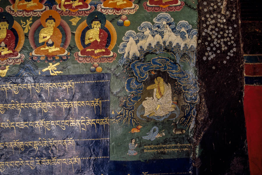 Shigatse : monastère de Tashilhunpo, fresque avec Milarepa