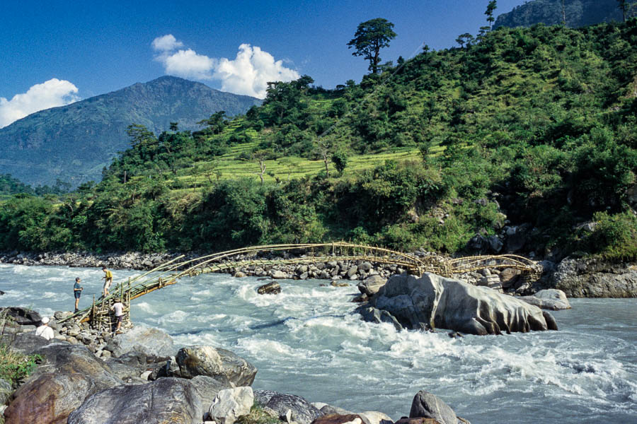 Pont de bambou sur la Marsyangdi