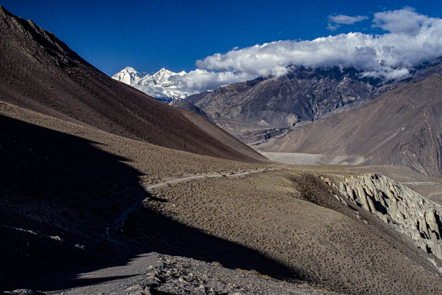 Entre Muktinath et Jomosom, au loin le Dhaulagiri