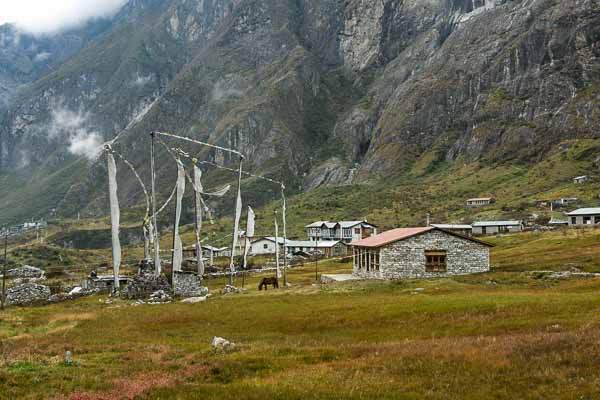 Langtang : drapeaux à prières