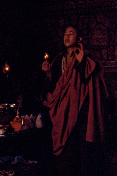 Cérémonie au gompa de Namrung : musiciens